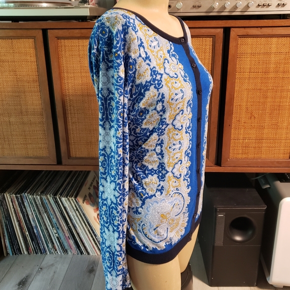 Charming Talbots Paisley Cardigan Size XL - Picture 3 of 4